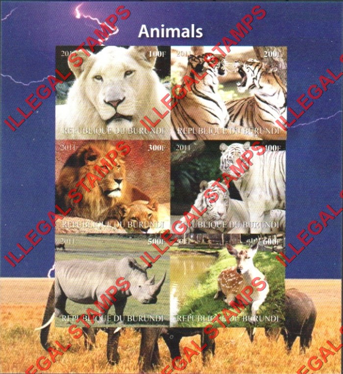 Burundi 2011 Animals Counterfeit Illegal Stamp Souvenir Sheet of 6 (Sheet 3) Burundi 2011 Animals Counterfeit Illegal Stamp Souvenir Sheet of 6 (Sheet 3)