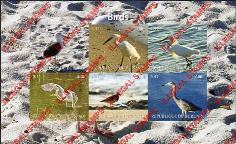 Burundi 2011 Birds Counterfeit Illegal Stamp Souvenir Sheet of 6 (Sheet 2) Burundi 2011 Birds Counterfeit Illegal Stamp Souvenir Sheet of 6 (Sheet 2)