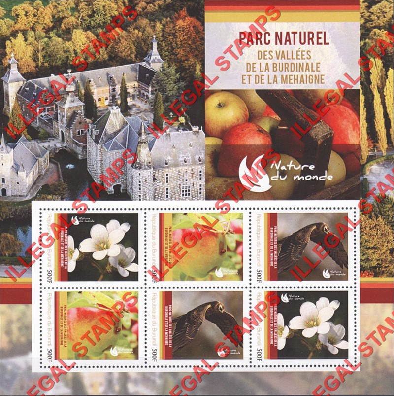 Burundi 2012 National Parks Burdinale-Mehaigne Counterfeit Illegal Stamp Souvenir Sheet of 6 Burundi 2012 National Parks Burdinale-Mehaigne Counterfeit Illegal Stamp Souvenir Sheet of 6