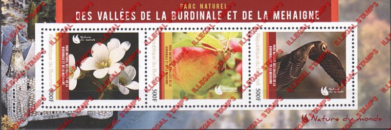 Burundi 2012 National Parks Burdinale-Mehaigne Counterfeit Illegal Stamp Souvenir Sheet of 3 Burundi 2012 National Parks Burdinale-Mehaigne Counterfeit Illegal Stamp Souvenir Sheet of 3