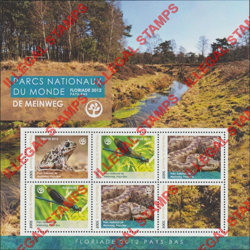 Burundi 2012 National Parks De Meinweg Counterfeit Illegal Stamp Souvenir Sheet of 6 Burundi 2012 National Parks De Meinweg Counterfeit Illegal Stamp Souvenir Sheet of 6