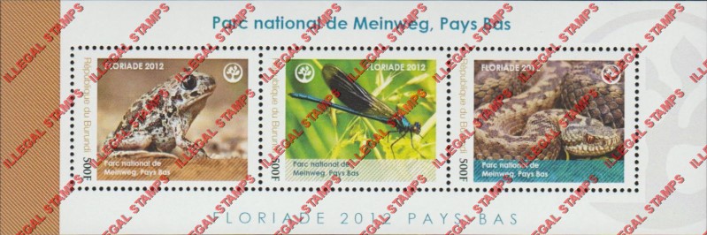 Burundi 2012 National Parks De Meinweg Counterfeit Illegal Stamp Souvenir Sheet of 3 Burundi 2012 National Parks De Meinweg Counterfeit Illegal Stamp Souvenir Sheet of 3