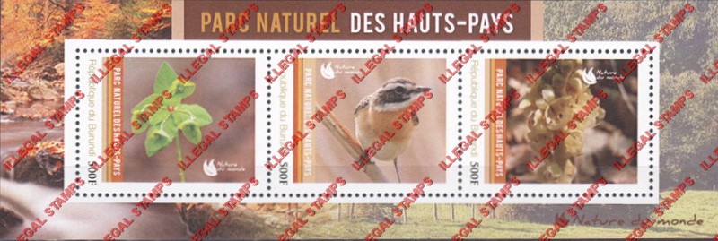 Burundi 2012 National Parks High Country Counterfeit Illegal Stamp Souvenir Sheet of 3 Burundi 2012 National Parks High Country Counterfeit Illegal Stamp Souvenir Sheet of 3