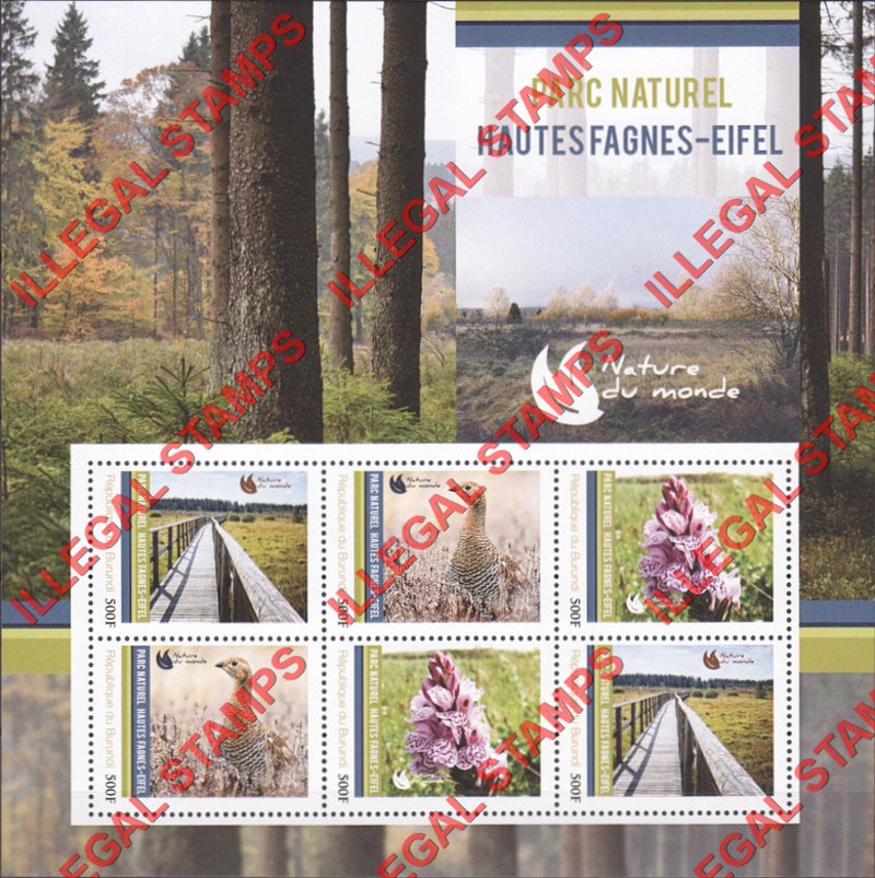 Burundi 2012 National Parks High Fens-Eifel Counterfeit Illegal Stamp Souvenir Sheet of 6 Burundi 2012 National Parks High Fens-Eifel Counterfeit Illegal Stamp Souvenir Sheet of 6