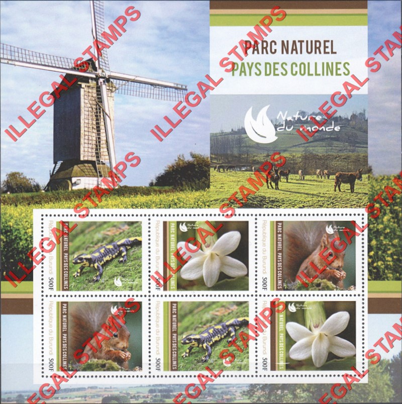 Burundi 2012 National Parks Hill Country Counterfeit Illegal Stamp Souvenir Sheet of 6 Burundi 2012 National Parks Hill Country Counterfeit Illegal Stamp Souvenir Sheet of 6
