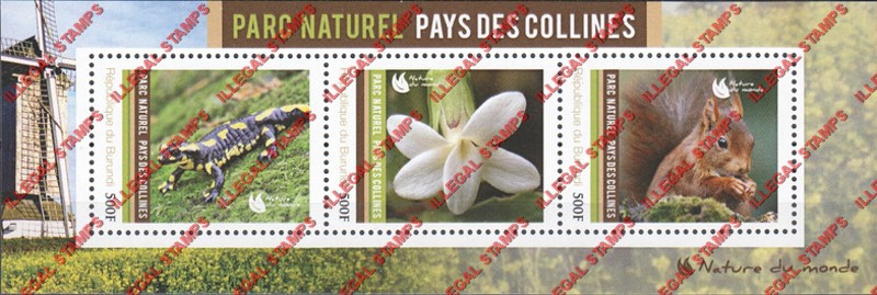 Burundi 2012 National Parks Hill Country Counterfeit Illegal Stamp Souvenir Sheet of 3 Burundi 2012 National Parks Hill Country Counterfeit Illegal Stamp Souvenir Sheet of 3