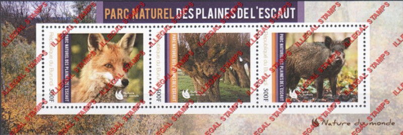 Burundi 2012 National Parks Scheldt Plains Counterfeit Illegal Stamp Souvenir Sheet of 3 Burundi 2012 National Parks Scheldt Plains Counterfeit Illegal Stamp Souvenir Sheet of 3