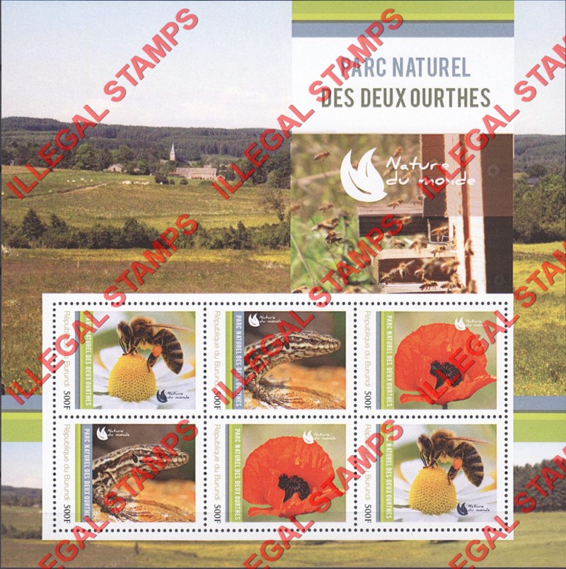 Burundi 2012 National Parks Two Ourthes Counterfeit Illegal Stamp Souvenir Sheet of 6 Burundi 2012 National Parks Two Ourthes Counterfeit Illegal Stamp Souvenir Sheet of 6