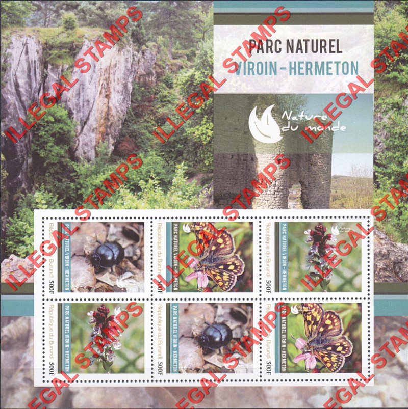 Burundi 2012 National Parks Viroin-Hermeton Counterfeit Illegal Stamp Souvenir Sheet of 6 Burundi 2012 National Parks Viroin-Hermeton Counterfeit Illegal Stamp Souvenir Sheet of 6