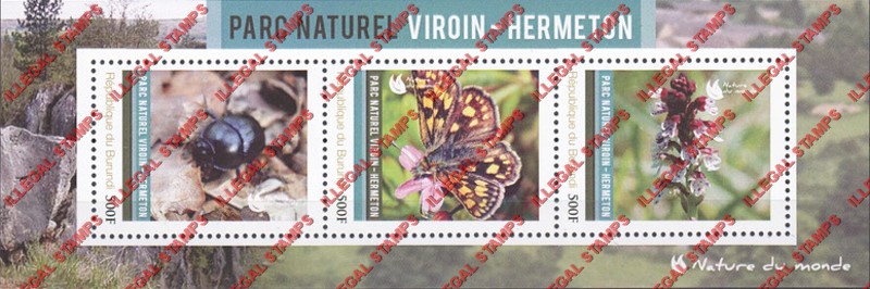 Burundi 2012 National Parks Viroin-Hermeton Counterfeit Illegal Stamp Souvenir Sheet of 3 Burundi 2012 National Parks Viroin-Hermeton Counterfeit Illegal Stamp Souvenir Sheet of 3