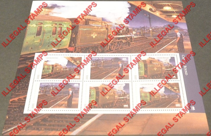Burundi 2012 Trains Locomotives Capital Bound Counterfeit Illegal Stamp Souvenir Sheet of 6 Burundi 2012 Trains Locomotives Capital Bound Counterfeit Illegal Stamp Souvenir Sheet of 6