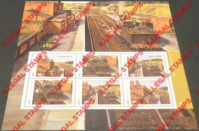 Burundi 2012 Trains Locomotives Changing Tracks Counterfeit Illegal Stamp Souvenir Sheet of 6 Burundi 2012 Trains Locomotives Changing Tracks Counterfeit Illegal Stamp Souvenir Sheet of 6