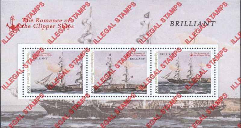 Burundi 2013 Famous Sailing Ships Brilliant Counterfeit Illegal Stamp Souvenir Sheet of 3 Burundi 2013 Famous Sailing Ships Brilliant Counterfeit Illegal Stamp Souvenir Sheet of 3