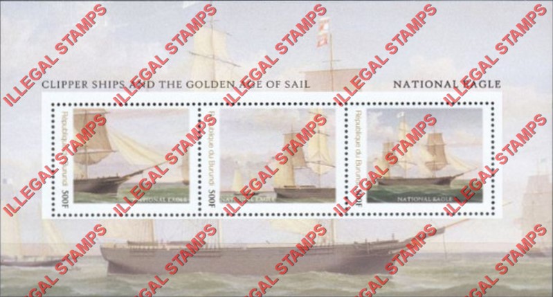 Burundi 2013 Famous Sailing Ships National Eagle Counterfeit Illegal Stamp Souvenir Sheet of 3 Burundi 2013 Famous Sailing Ships National Eagle Counterfeit Illegal Stamp Souvenir Sheet of 3