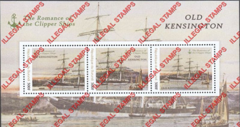 Burundi 2013 Famous Sailing Ships Old Kensington Counterfeit Illegal Stamp Souvenir Sheet of 3 Burundi 2013 Famous Sailing Ships Old Kensington Counterfeit Illegal Stamp Souvenir Sheet of 3
