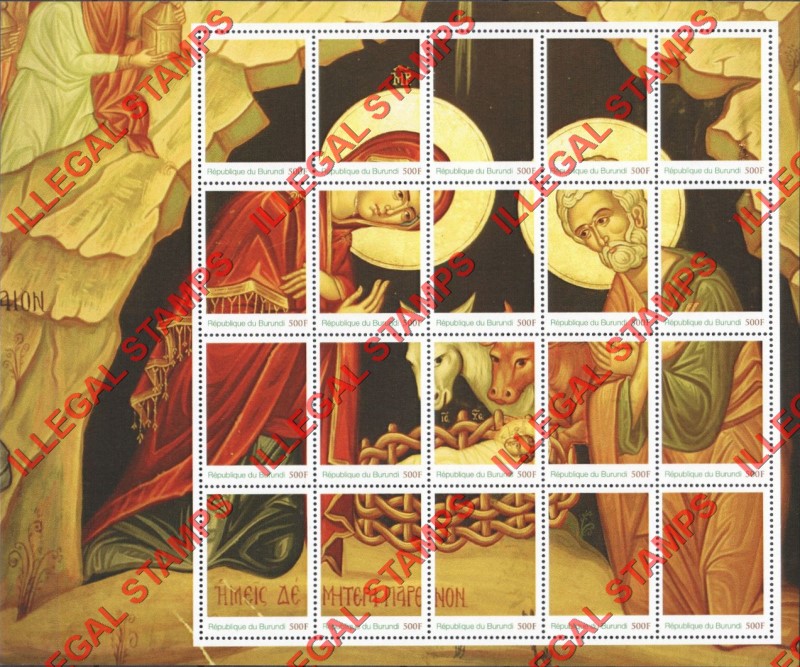 Burundi 2014 Christmas Counterfeit Illegal Stamp Souvenir Sheet of 20 Burundi 2014 Christmas Counterfeit Illegal Stamp Souvenir Sheet of 20