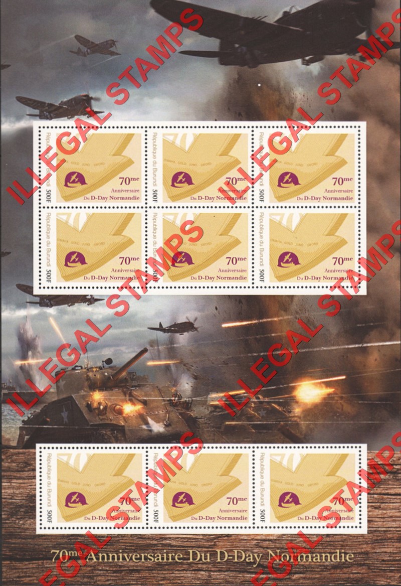 Burundi 2014 D-day in Normandy 70th Anniversary Counterfeit Illegal Stamp Souvenir Sheet of 9 Burundi 2014 D-day in Normandy 70th Anniversary Counterfeit Illegal Stamp Souvenir Sheet of 9