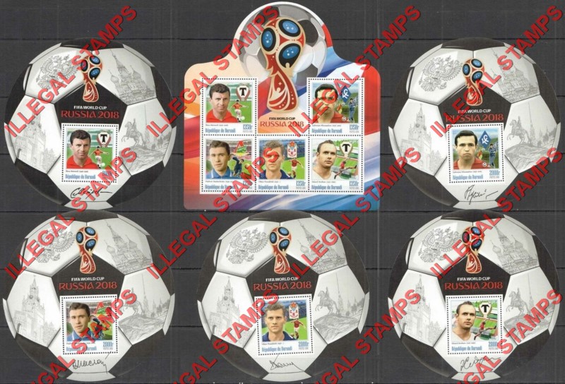 Burundi 2016 FIFA World Cup Soccer in 2018 Counterfeit Illegal Stamp Souvenir Sheets Set of 5 and 1 (Set 3) Burundi 2016 FIFA World Cup Soccer in 2018 Counterfeit Illegal Stamp Souvenir Sheets Set of 5 and 1 (Set 3)