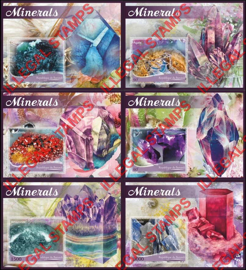 Burundi 2016 Minerals Counterfeit Illegal Stamp Souvenir Sheets of 1 Burundi 2016 Minerals Counterfeit Illegal Stamp Souvenir Sheets of 1