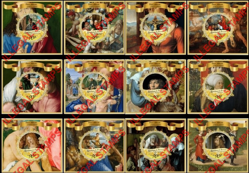 Burundi 2016 Paintings by Albrecht Durer Counterfeit Illegal Stamp Souvenir Sheets of 1 (Part 2) Burundi 2016 Paintings by Albrecht Durer Counterfeit Illegal Stamp Souvenir Sheets of 1 (Part 2)