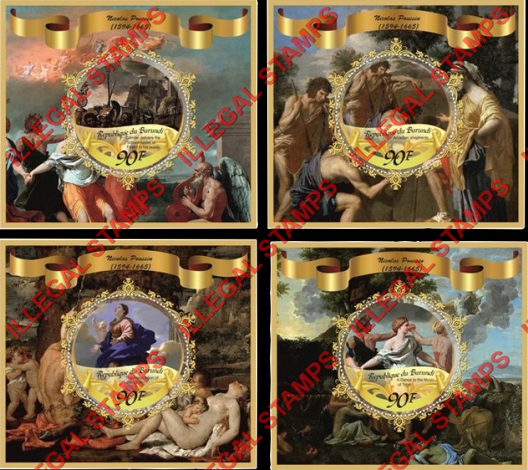 Burundi 2016 Paintings by Nicolas Poussin Counterfeit Illegal Stamp Souvenir Sheets of 1 (Part 1) Burundi 2016 Paintings by Nicolas Poussin Counterfeit Illegal Stamp Souvenir Sheets of 1 (Part 1)
