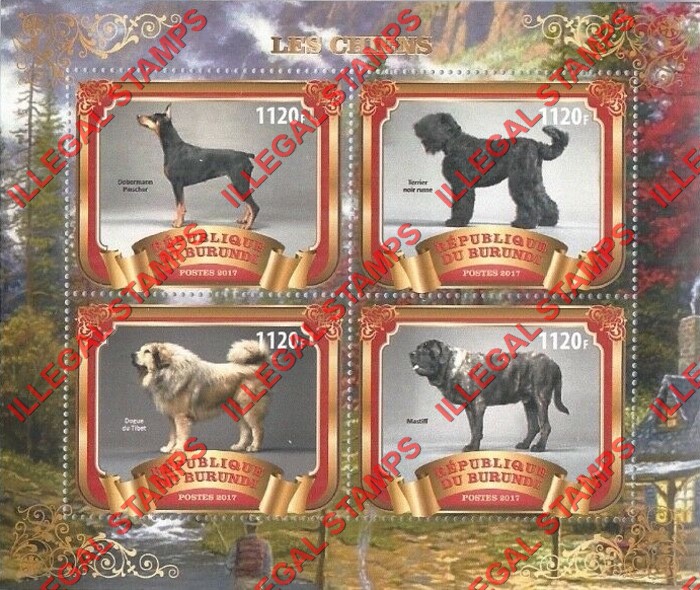 Burundi 2017 Dogs Counterfeit Illegal Stamp Souvenir Sheet of 4 (Sheet 3) Burundi 2017 Dogs Counterfeit Illegal Stamp Souvenir Sheet of 4 (Sheet 3)