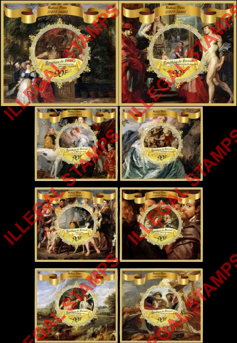 Burundi 2017 Paintings by Peter Rubens Counterfeit Illegal Stamp Souvenir Sheets of 1 (Part 1) Burundi 2017 Paintings by Peter Rubens Counterfeit Illegal Stamp Souvenir Sheets of 1 (Part 1)