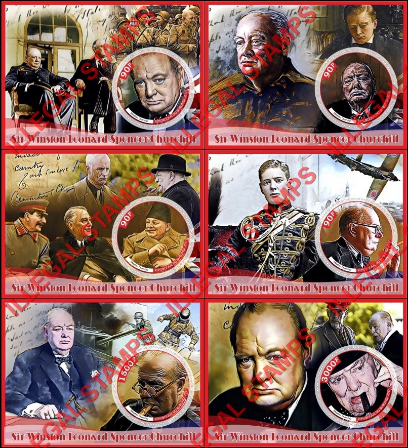 Burundi 2017 Winston Churchill Counterfeit Illegal Stamp Souvenir Sheets of 1 Burundi 2017 Winston Churchill Counterfeit Illegal Stamp Souvenir Sheets of 1