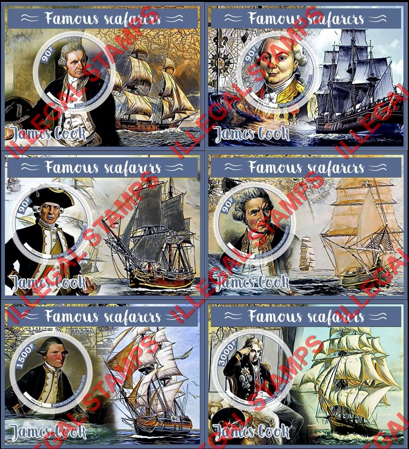 Burundi 2018 James Cook Counterfeit Illegal Stamp Souvenir Sheets of 1 Burundi 2018 James Cook Counterfeit Illegal Stamp Souvenir Sheets of 1