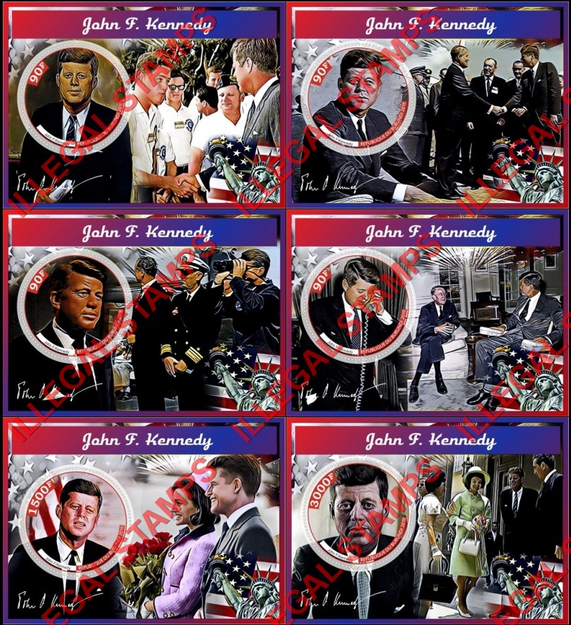 Burundi 2018 John F. Kennedy Counterfeit Illegal Stamp Souvenir Sheets of 1 Burundi 2018 John F. Kennedy Counterfeit Illegal Stamp Souvenir Sheets of 1