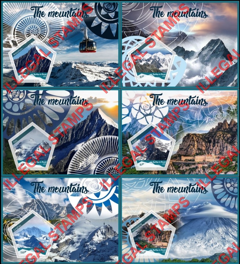 Burundi 2018 Mountains Counterfeit Illegal Stamp Souvenir Sheets of 1 Burundi 2018 Mountains Counterfeit Illegal Stamp Souvenir Sheets of 1