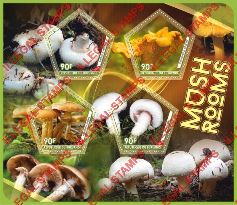 Burundi 2018 Mushrooms (different a) Counterfeit Illegal Stamp Souvenir Sheet of 4 Burundi 2018 Mushrooms (different a) Counterfeit Illegal Stamp Souvenir Sheet of 4