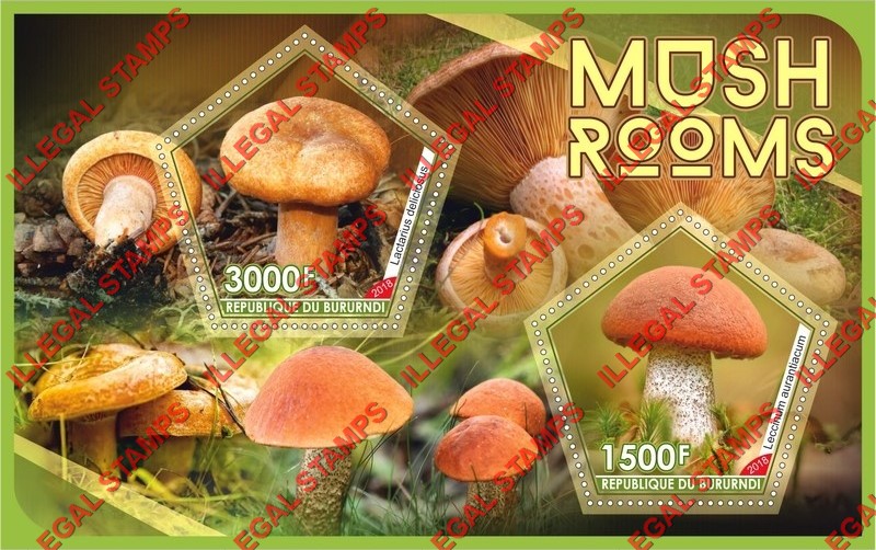 Burundi 2018 Mushrooms (different a) Counterfeit Illegal Stamp Souvenir Sheet of 2 Burundi 2018 Mushrooms (different a) Counterfeit Illegal Stamp Souvenir Sheet of 2