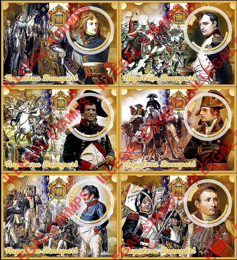 Burundi 2018 Napoleon Bonaparte Counterfeit Illegal Stamp Souvenir Sheets of 1 Burundi 2018 Napoleon Bonaparte Counterfeit Illegal Stamp Souvenir Sheets of 1