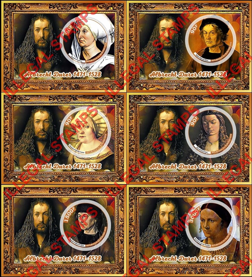 Burundi 2018 Paintings by Albrecht Durer Counterfeit Illegal Stamp Souvenir Sheets of 1 Burundi 2018 Paintings by Albrecht Durer Counterfeit Illegal Stamp Souvenir Sheets of 1