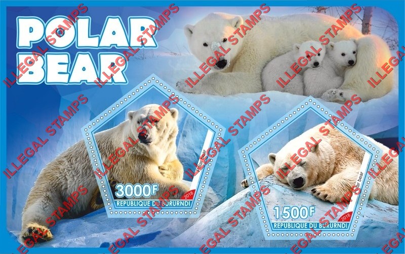 Burundi 2018 Polar Bears Counterfeit Illegal Stamp Souvenir Sheet of 2 Burundi 2018 Polar Bears Counterfeit Illegal Stamp Souvenir Sheet of 2