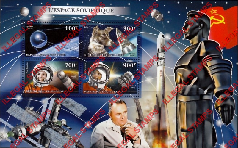 Burundi 2018 Space Soviet Counterfeit Illegal Stamp Souvenir Sheet of 4 (Sheet 1) Burundi 2018 Space Soviet Counterfeit Illegal Stamp Souvenir Sheet of 4 (Sheet 1)