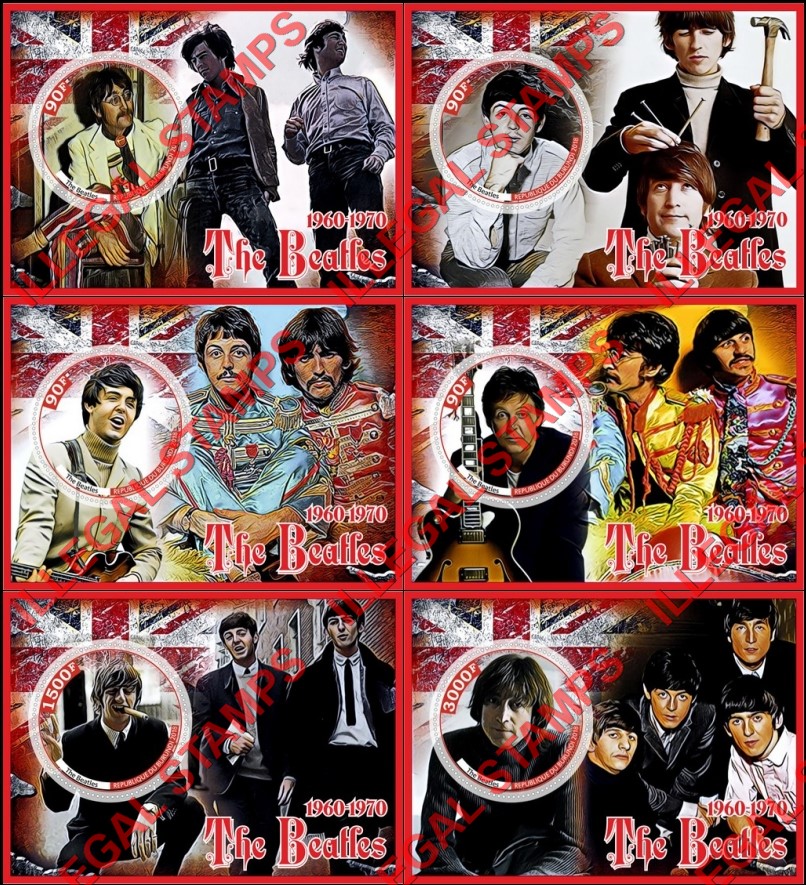 Burundi 2018 The Beatles Counterfeit Illegal Stamp Souvenir Sheets of 1 Burundi 2018 The Beatles Counterfeit Illegal Stamp Souvenir Sheets of 1