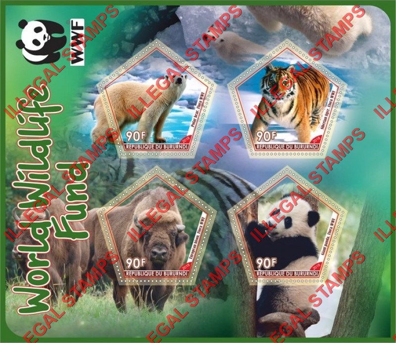 Burundi 2018 World Wildlife Fund (WWF) Animals Counterfeit Illegal Stamp Souvenir Sheet of 4 Burundi 2018 World Wildlife Fund (WWF) Animals Counterfeit Illegal Stamp Souvenir Sheet of 4