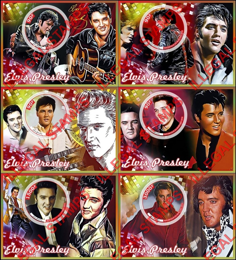 Burundi 2019 Elvis Presley Counterfeit Illegal Stamp Souvenir Sheets of 1 Burundi 2019 Elvis Presley Counterfeit Illegal Stamp Souvenir Sheets of 1