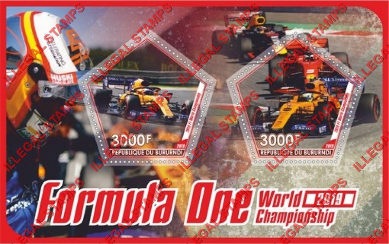 Burundi 2019 Formula I World Championship Counterfeit Illegal Stamp Souvenir Sheet of 2 Burundi 2019 Formula I World Championship Counterfeit Illegal Stamp Souvenir Sheet of 2