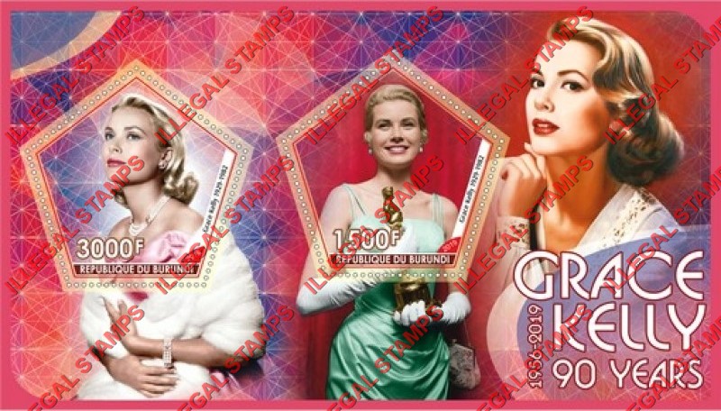 Burundi 2019 Grace Kelly Counterfeit Illegal Stamp Souvenir Sheet of 2 Burundi 2019 Grace Kelly Counterfeit Illegal Stamp Souvenir Sheet of 2