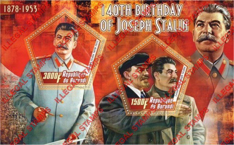 Burundi 2019 Joseph Stalin (different a) Counterfeit Illegal Stamp Souvenir Sheet of 2 Burundi 2019 Joseph Stalin (different a) Counterfeit Illegal Stamp Souvenir Sheet of 2