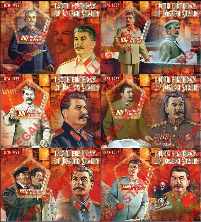 Burundi 2019 Joseph Stalin (different a) Counterfeit Illegal Stamp Souvenir Sheets of 1 Burundi 2019 Joseph Stalin (different a) Counterfeit Illegal Stamp Souvenir Sheets of 1