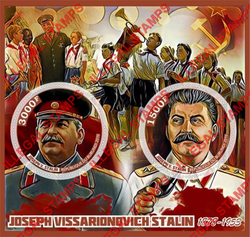 Burundi 2019 Joseph Stalin (different) Counterfeit Illegal Stamp Souvenir Sheet of 2 Burundi 2019 Joseph Stalin (different) Counterfeit Illegal Stamp Souvenir Sheet of 2