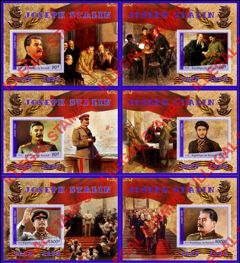 Burundi 2019 Joseph Stalin Counterfeit Illegal Stamp Souvenir Sheets of 1 Burundi 2019 Joseph Stalin Counterfeit Illegal Stamp Souvenir Sheets of 1