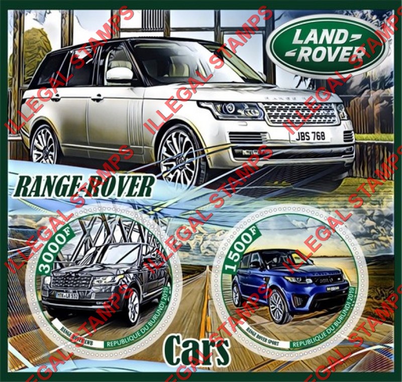 Burundi 2019 Land Rover Range Rover Cars Counterfeit Illegal Stamp Souvenir Sheet of 2 Burundi 2019 Land Rover Range Rover Cars Counterfeit Illegal Stamp Souvenir Sheet of 2