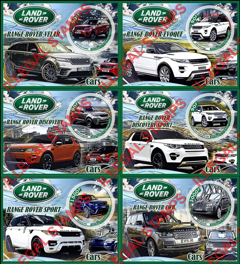 Burundi 2019 Land Rover Range Rover Cars Counterfeit Illegal Stamp Souvenir Sheets of 1 Burundi 2019 Land Rover Range Rover Cars Counterfeit Illegal Stamp Souvenir Sheets of 1