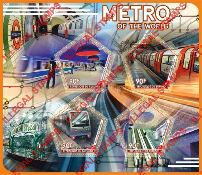 Burundi 2019 Metro of the World Counterfeit Illegal Stamp Souvenir Sheet of 4 Burundi 2019 Metro of the World Counterfeit Illegal Stamp Souvenir Sheet of 4