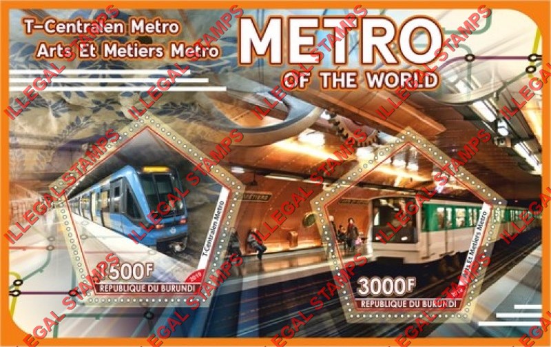 Burundi 2019 Metro of the World Counterfeit Illegal Stamp Souvenir Sheet of 2 Burundi 2019 Metro of the World Counterfeit Illegal Stamp Souvenir Sheet of 2